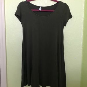 Olive Green Fitted T-Shirt Dress
